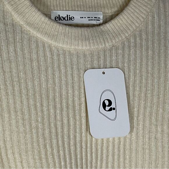 Elodie sweater ribbed brushed knit crewneck cream size medium Style ELYS2434P - Picture 8 of 12